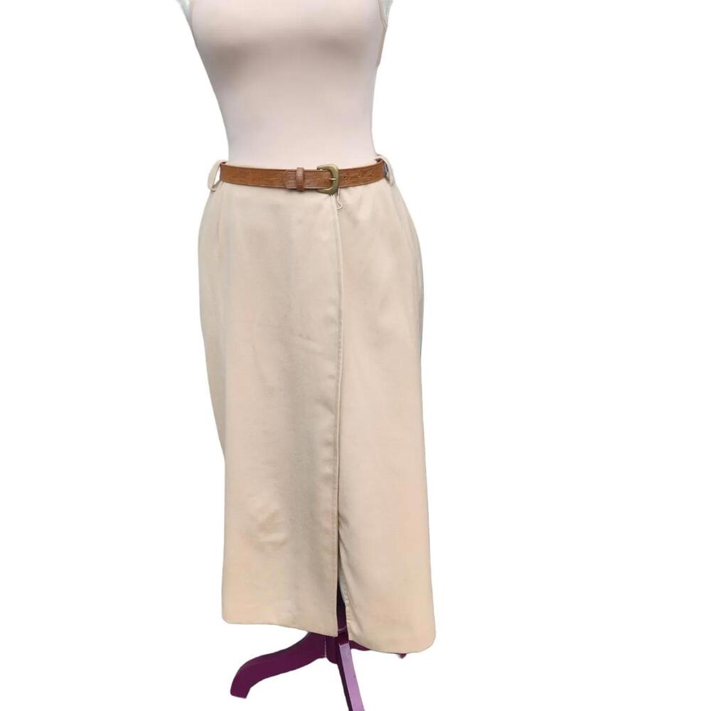 Anne Klein. Vintage, 100% Wool Lined Wrap Midi Skirt. Size 4